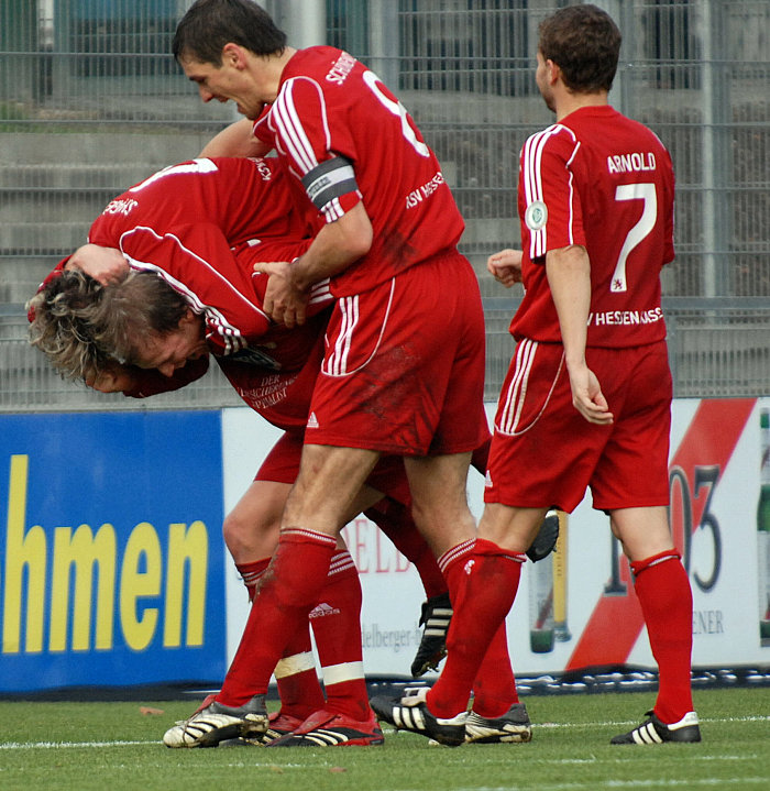 Jubel nach dem 1:1 Anschlußtreffer durch Christoph Keim