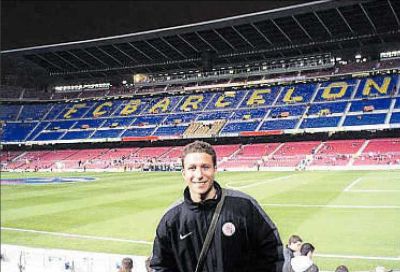 Florian Heussner im Stadion Nou Camp in Barcelona