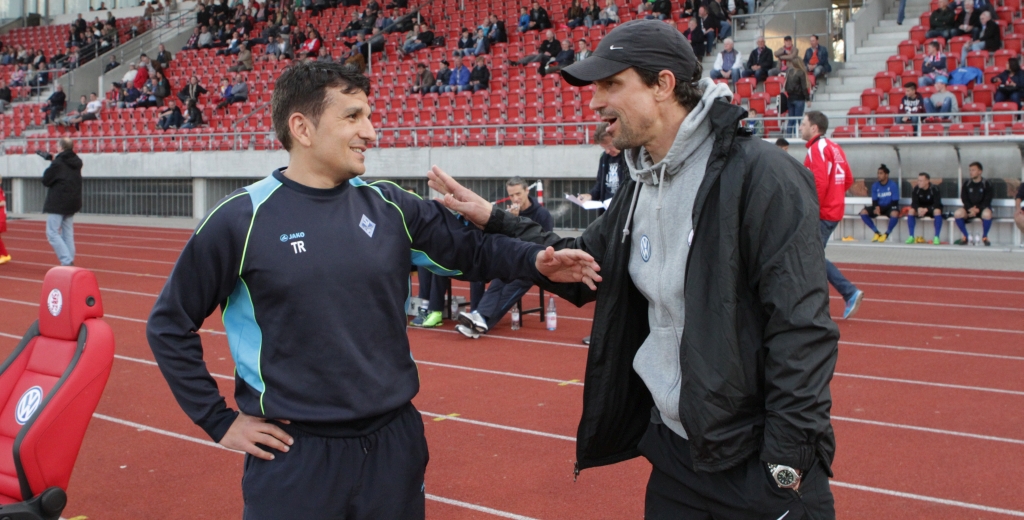 Matthias Mink und Mannheims Trainer Kenan Kocak