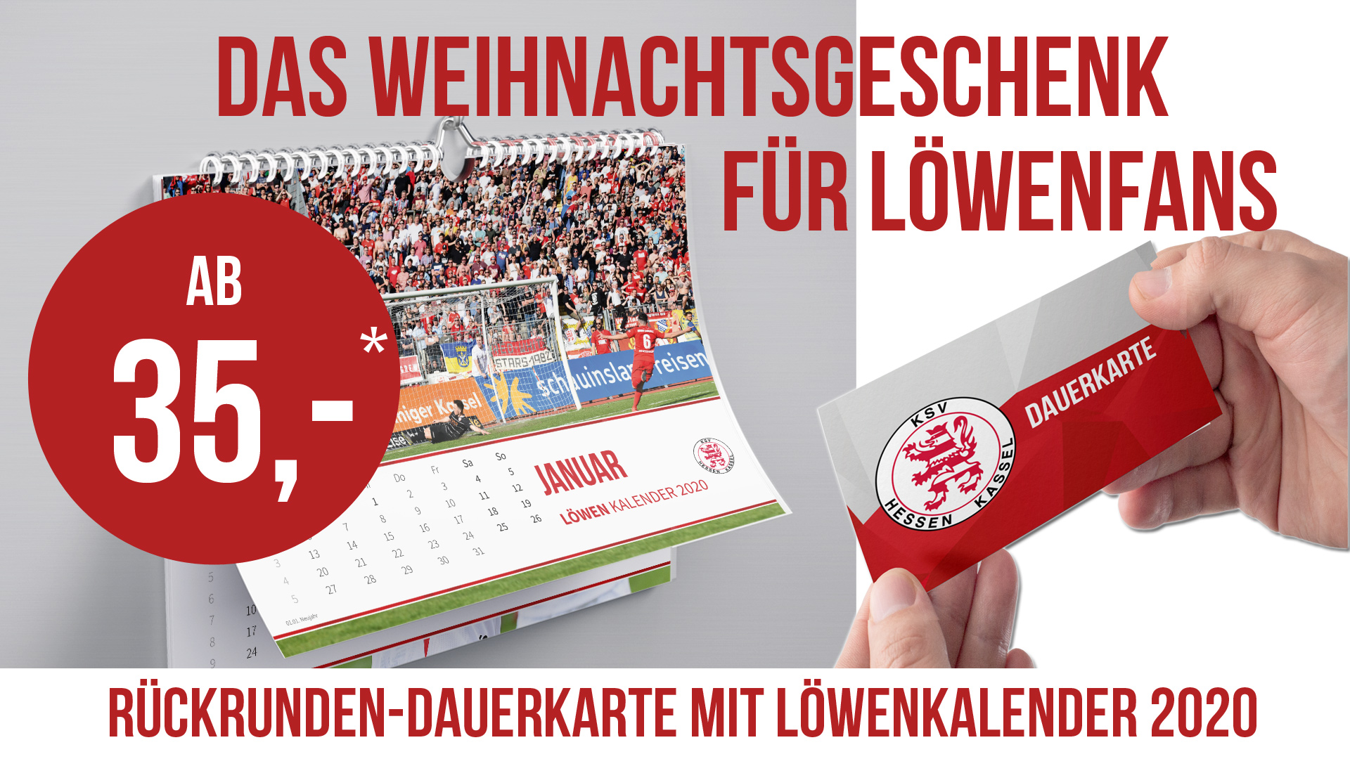 Das Geschenk für den Löwenfan: Die Restrundendauerkarte mit dem Löwenkalender 2020