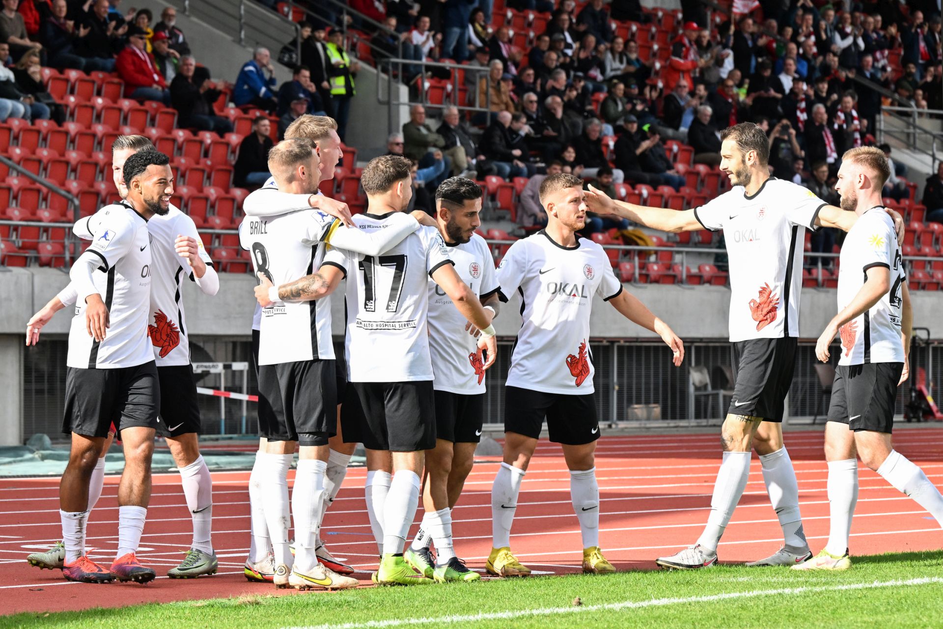Saison 2022/23, Spieltag 2, KSV Hessen Kassel, TSV Steinbach Haiger, Endstand 2:0, Jubel zum 1:0 Saison 2022/23, Spieltag 2, KSV Hessen Kassel, TSV Steinbach Haiger, Endstand 2:0, Jubel zum 1:0