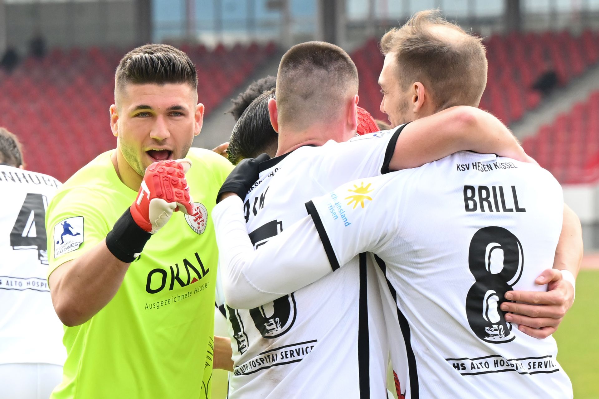 Saison 2022/23, KSV Hessen Kassel, FC-Astoria Walldorf, Endstand 3:0, Jubel zum 3:0 Saison 2022/23, KSV Hessen Kassel, FC-Astoria Walldorf, Endstand 3:0, Jubel zum 3:0
