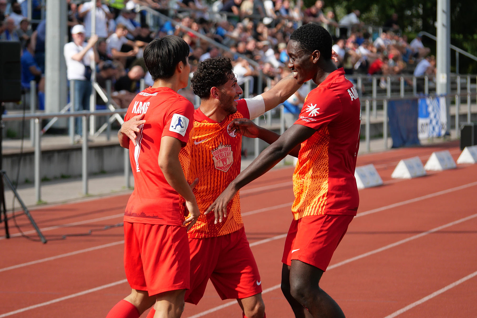 TSV Schott Mainz - KSV Hessen Kassel, Torjubel, Kang, Najjar, Amaniampong TSV Schott Mainz - KSV Hessen Kassel, Torjubel, Kang, Najjar, Amaniampong