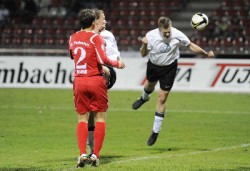 Sehenswerter Kopfballtreffer zum 2:0 beim Hinspiel durch Thorsten Bauer