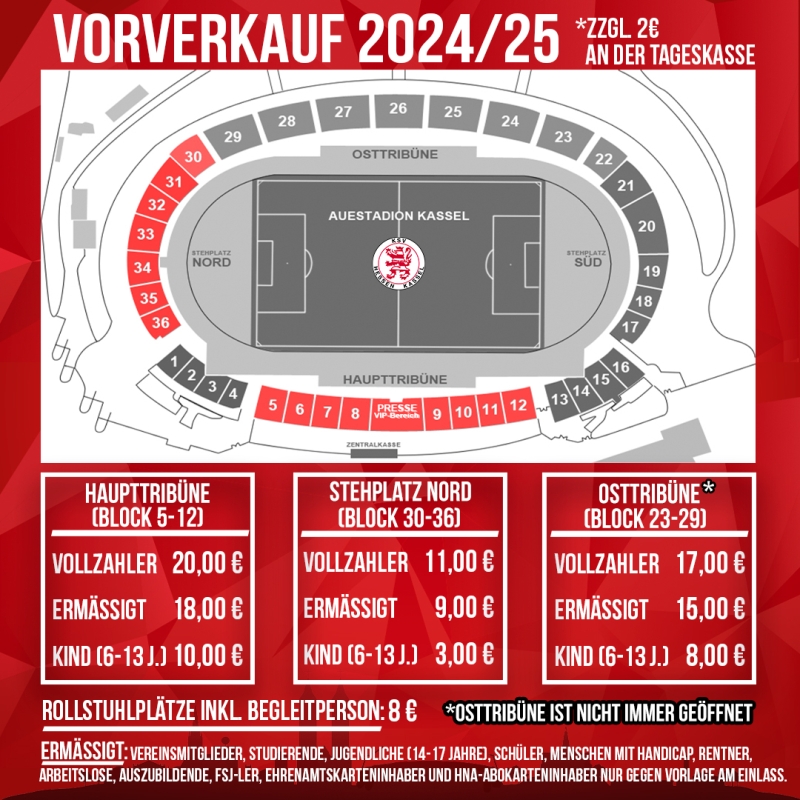 Ticketpreise im Vorverkauf jeweils 2,- Euro günstiger