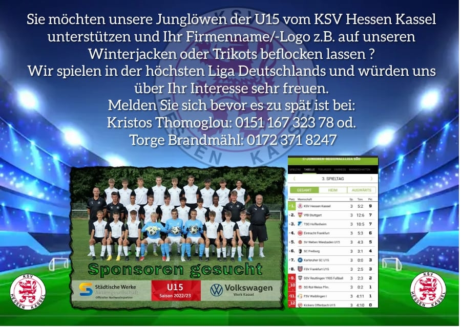 U15 Sponsoren gesucht