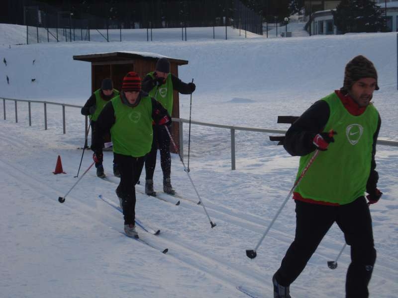 Verbissene Verfolger....Yusuf Barak, Rene Ochs, Thorsten Bauer und Marcel Stadel beim Biathlon- Wettbewerb