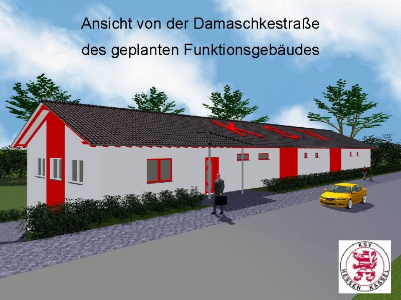 Funktionsgebäude von der Damaschkestrasse aus gesehen