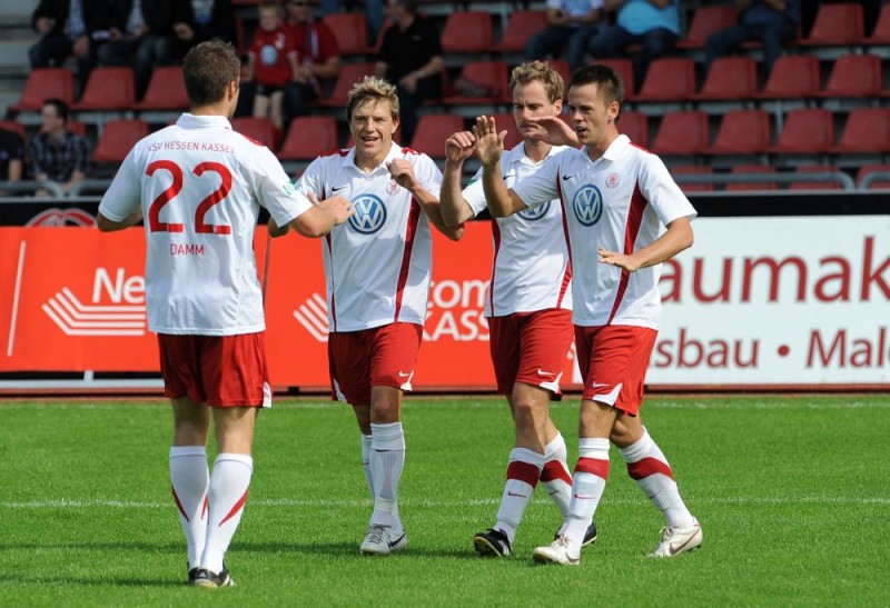 KSV Hessen - Wormatia Worms: Tobias Damm, Andreas Mayer, Enrico Gaede, Mario Pokar