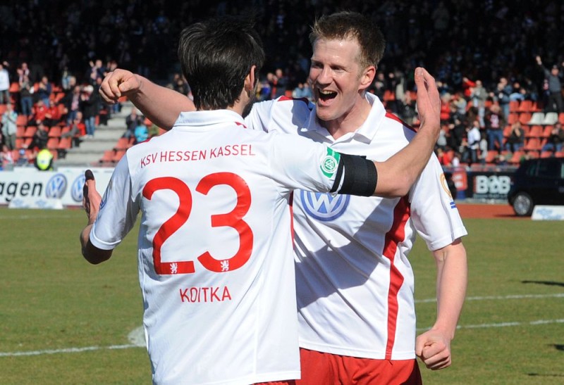 KSV Hessen - FC Memmingen: Jubel, Kai Koitka, Thorsten Bauer