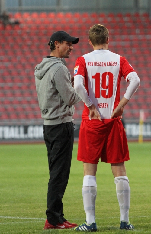 Matthias Mink und Nico Perrey vor dessen erster Einwechslung