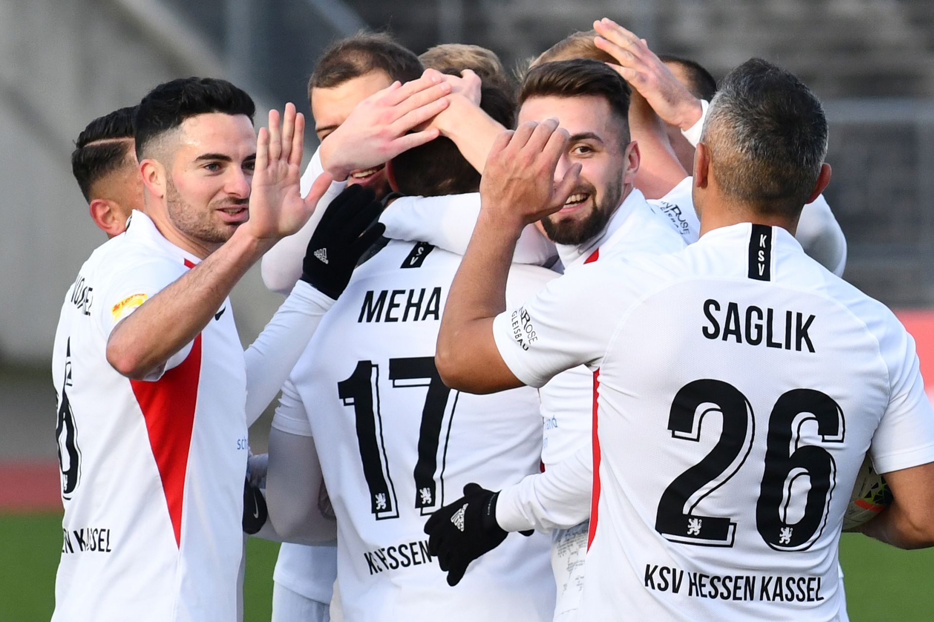 Lotto Hessenliga 2019/2020, KSV Hessen Kassel, SC Waldgirmes, Endstand 4:1; Jubel zum 1:1