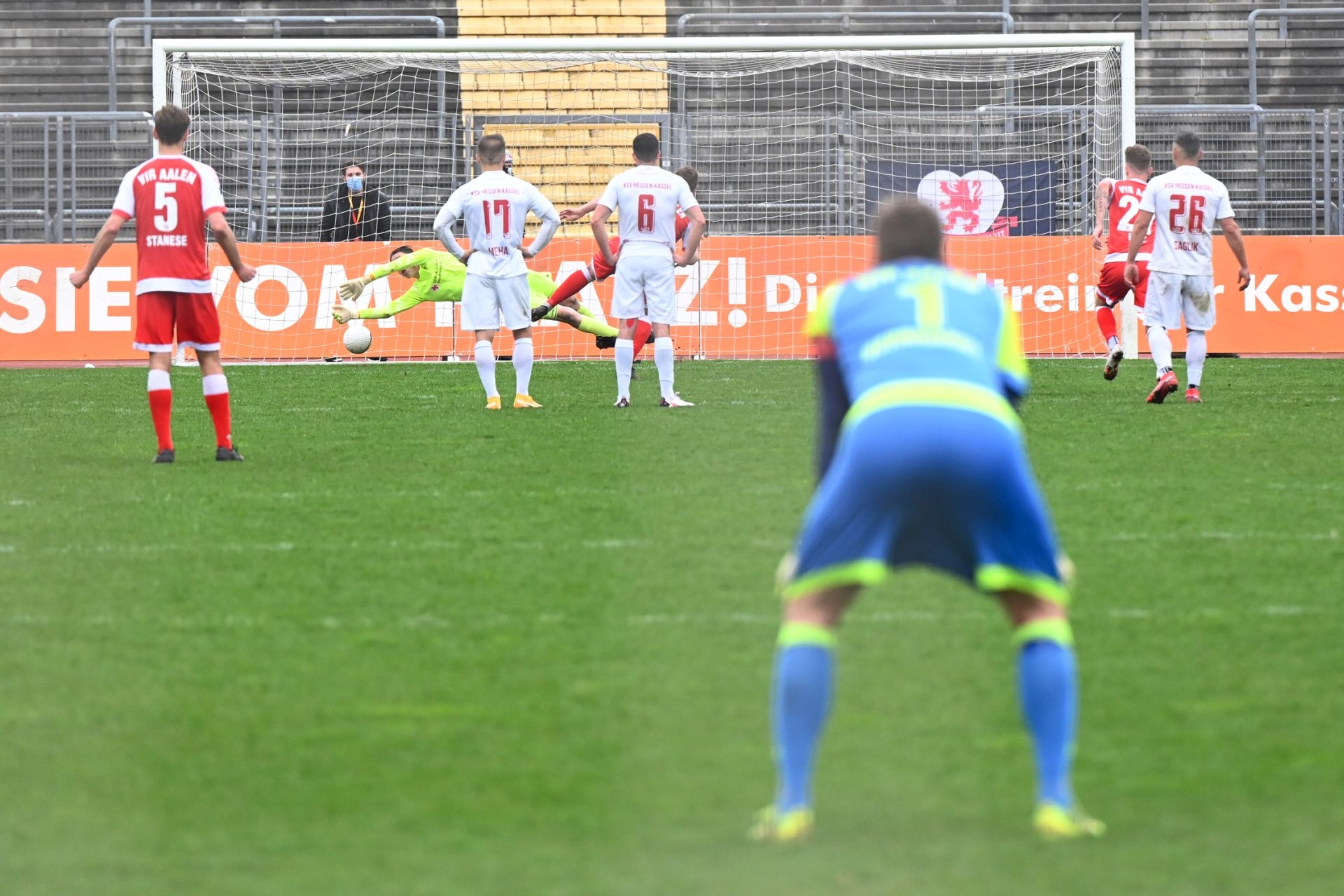 Regionalliga Südwest 2020/21, KSV Hessen Kassel, VfR Aalen, Endstand 1:1, Tor zum 1:1, Elfmeter