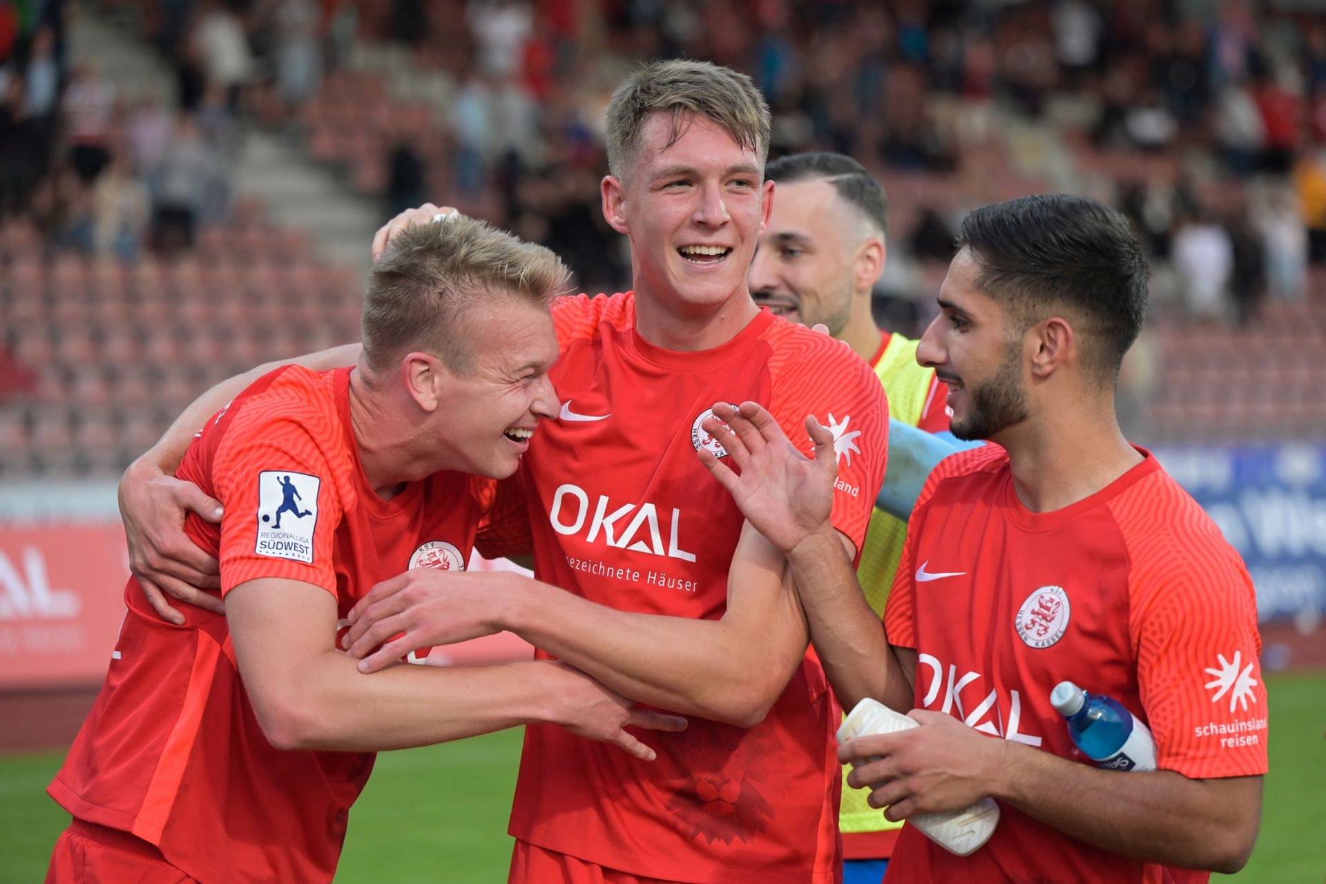 KSV Hessen Kassel, VfB Stuttgart II, Regionalliga Südwest, Saison 2021/22, Endstand 3:2, Jubel zum 3:2
