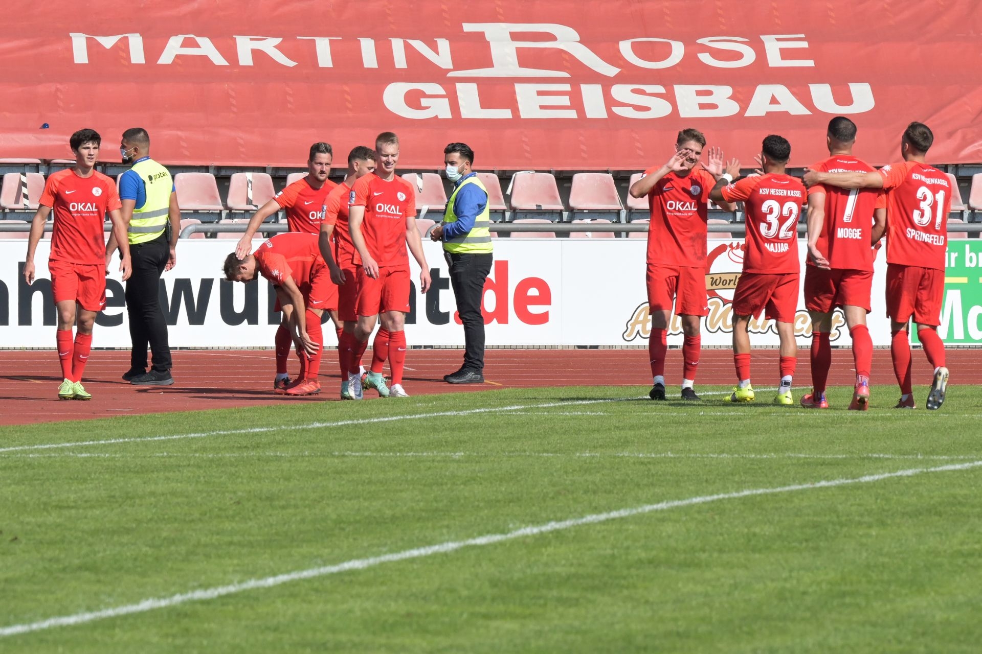 Regionalliga Südwest, Saison 2021/22, KSV Hessen Kassel, FC 08 Homburg, Endstand 3:0, Jubel zum 3:0