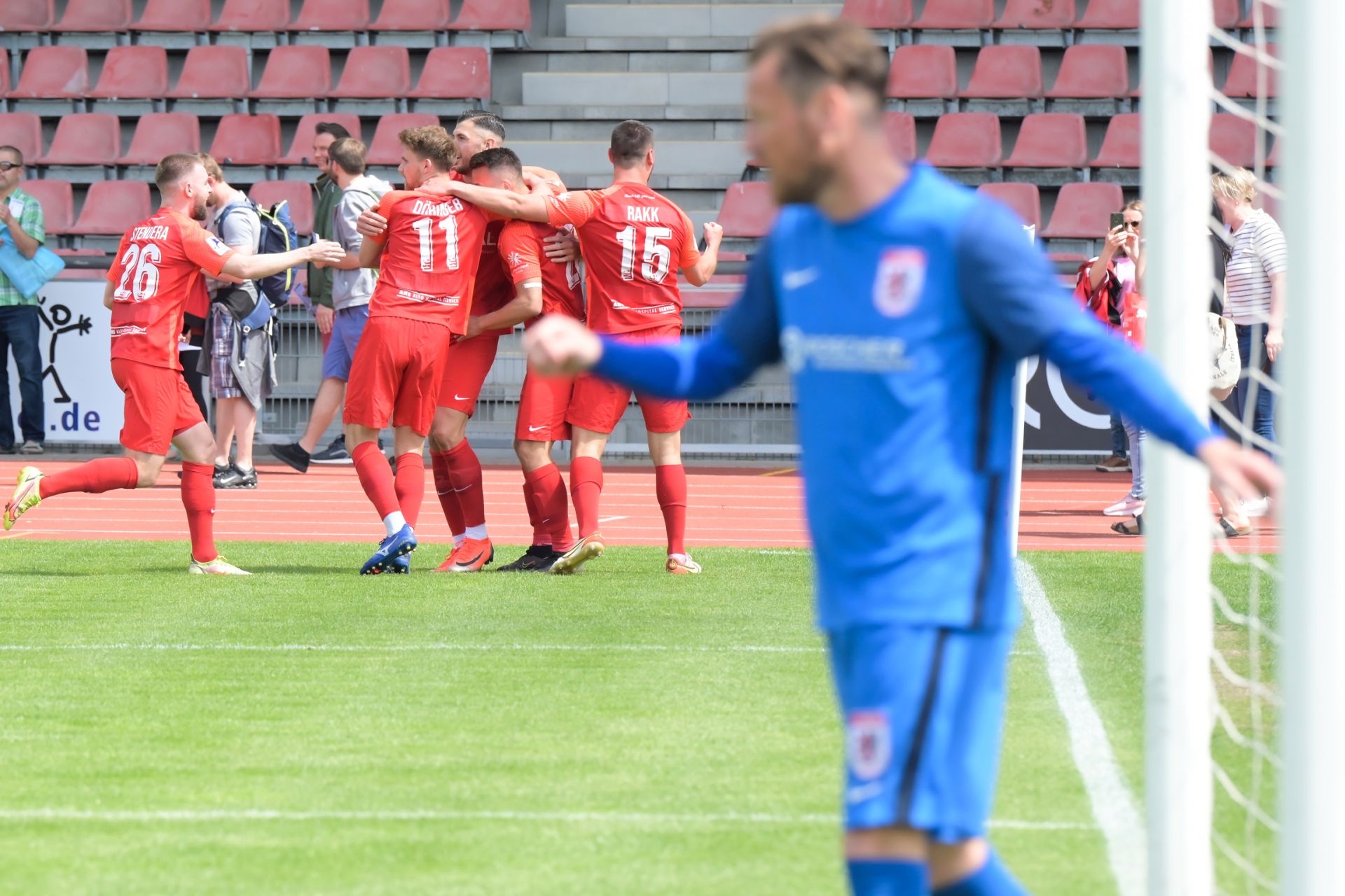 Regionalliga Südwest, Saison 2021/22, KSV Hessen Kassel, FC Giessen, Endstand 3:0, Jubel zum 1:0